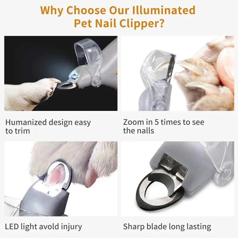 LED Pet Nail Clippers With Light for Cats and Dogs
