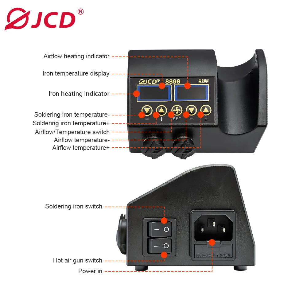 JCD 8898 Soldering Station With LCD Display For Electronics Repair
