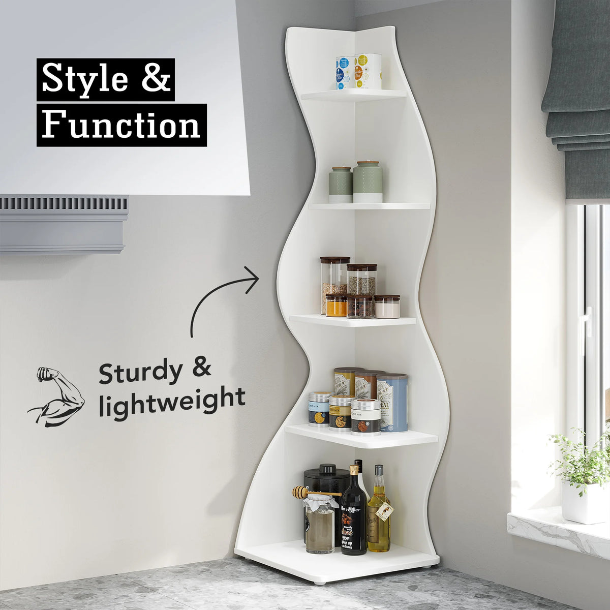 Tribesigns Modern Five Tier Corner Shelf For Books And Plants