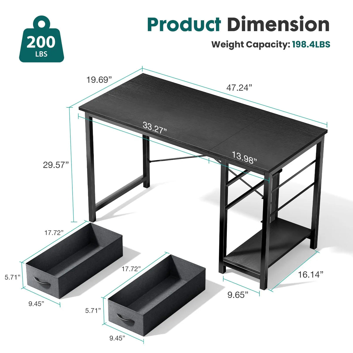 JHK Computer Desk With Drawers For Home Office And Gaming