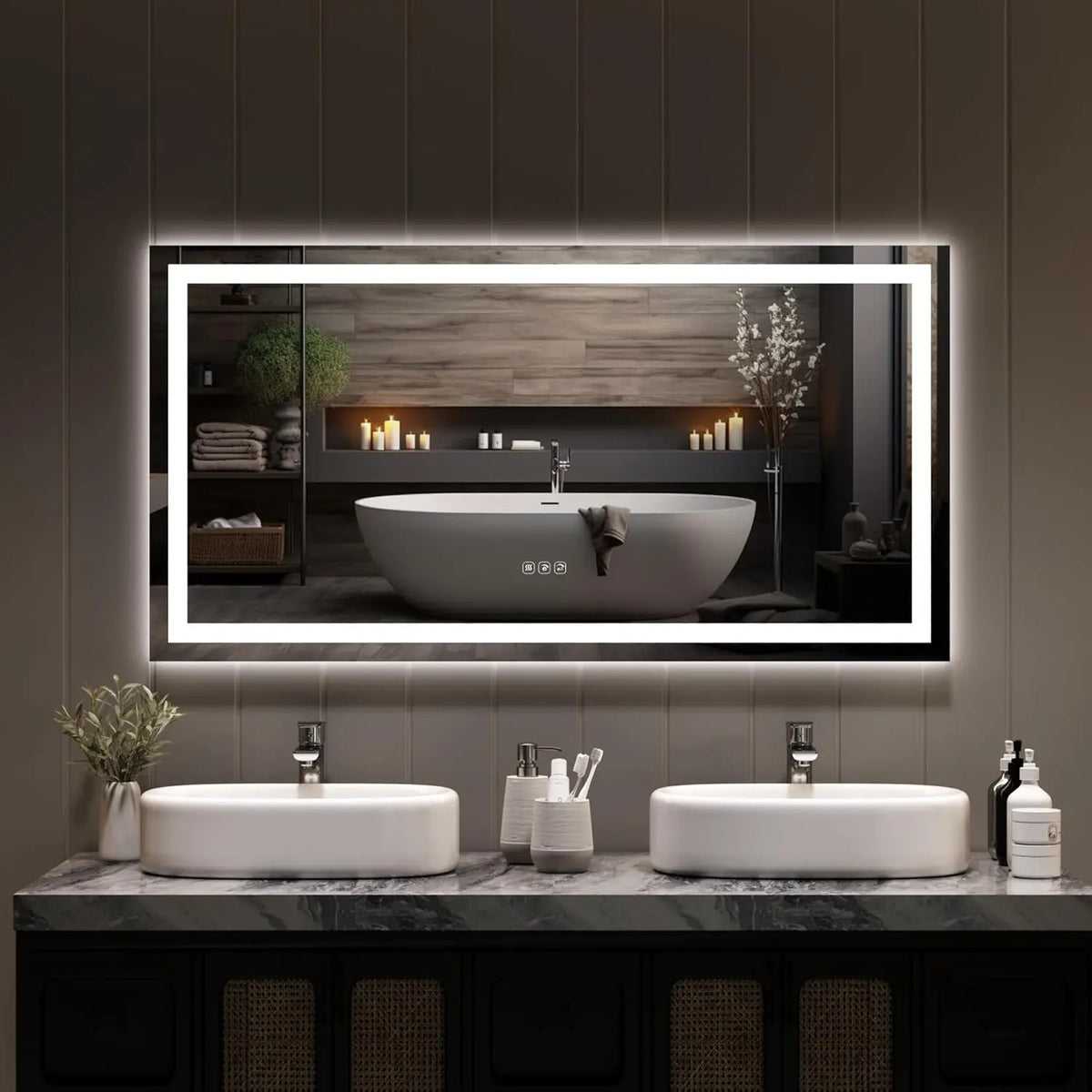TWISTER.CK LED Bathroom Mirror With Stepless Dimming And Anti Fog