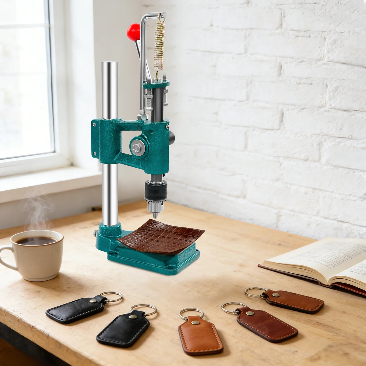Bymaocar Manual Press Leather Hole Puncher DIY Adjustable Tool