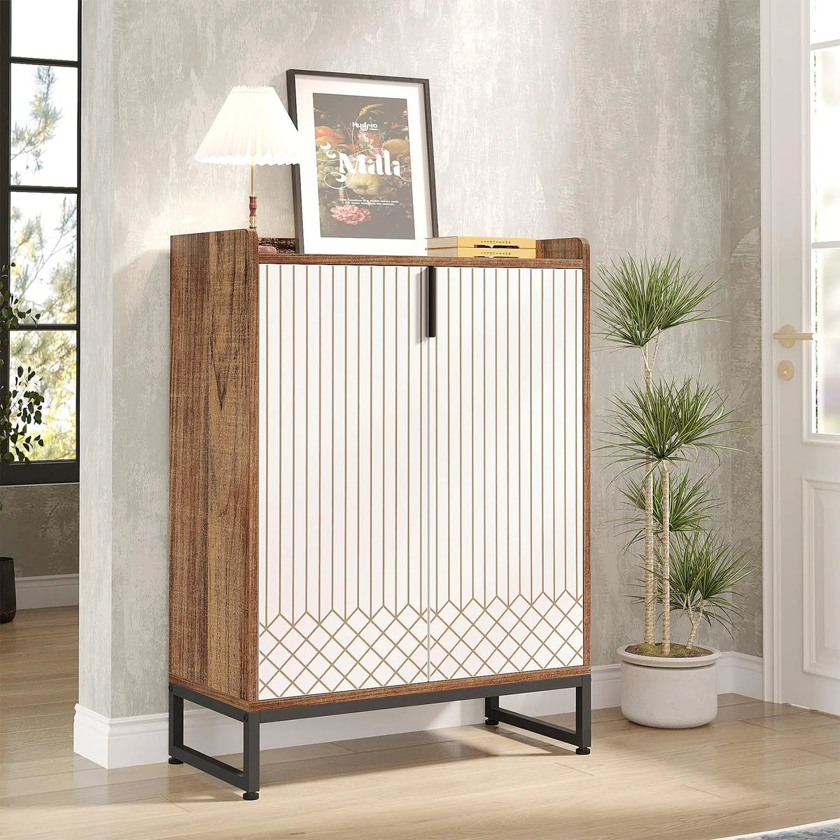 Tribesigns Shoe Cabinet With Doors For Bedroom And Hallway Storage