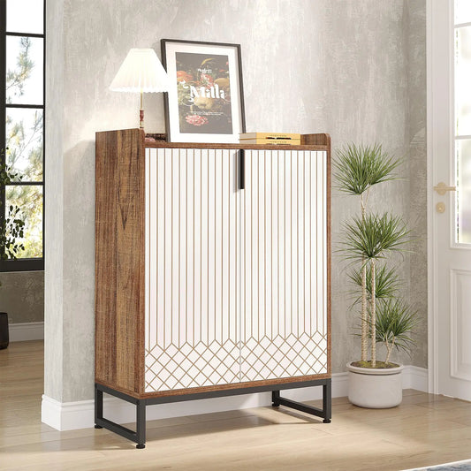 Tribesigns Modern Shoe Cabinet With Doors And Five Tier Storage