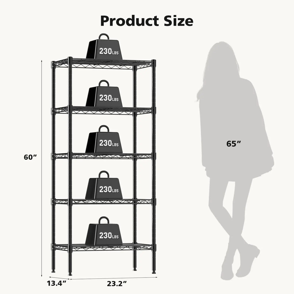 JHK Adjustable Metal Wire Storage Shelving Rack For Home Organization