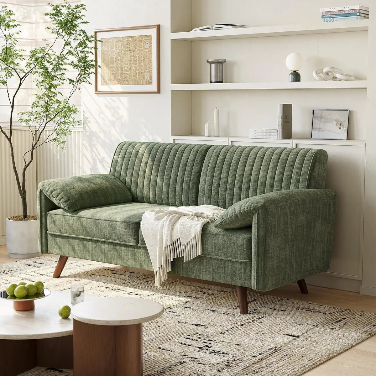 ONBRILL Modern Chenille Loveseat Sofa for Small Space Living