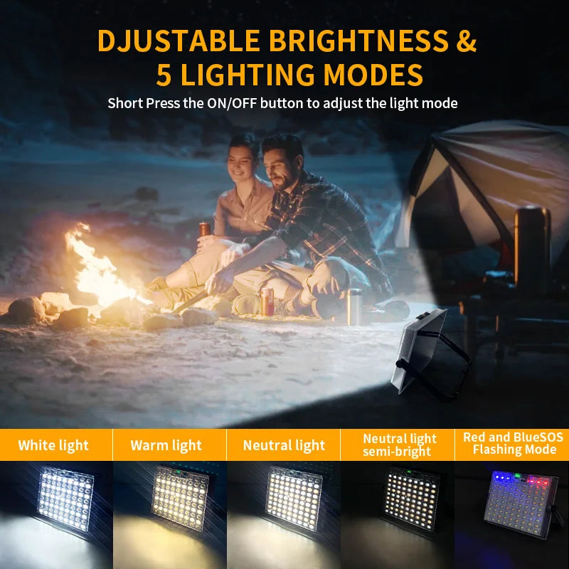 Morglad Portable Solar LED Flashlight USB Rechargeable Camping Lantern