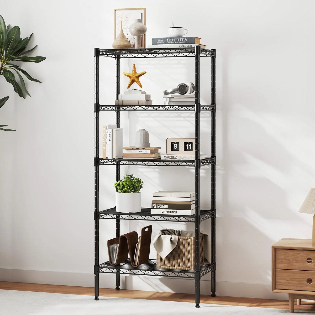 JHK Adjustable Metal Wire Storage Shelving Rack For Home Organization