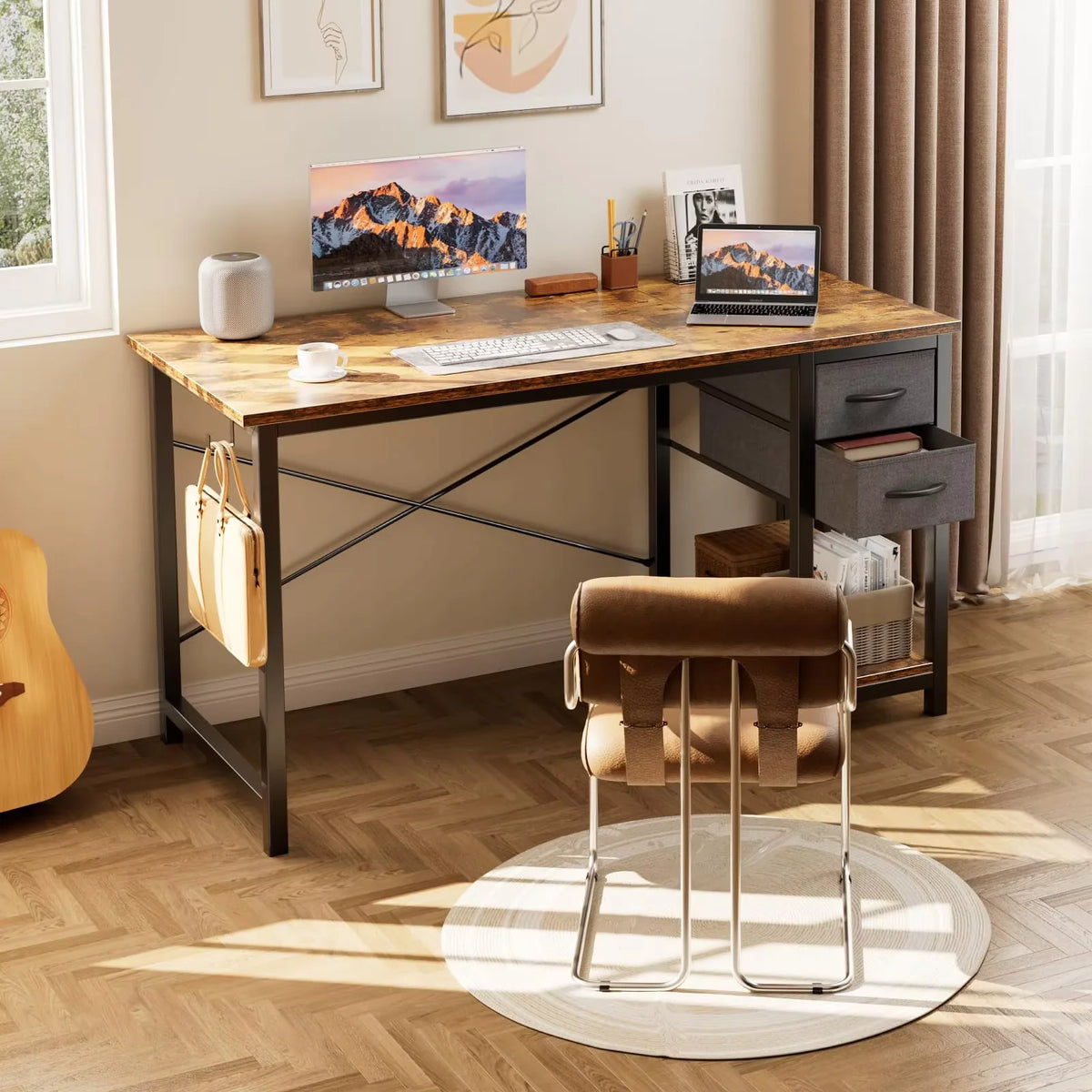 JHK Computer Desk With Drawers For Home Office And Gaming
