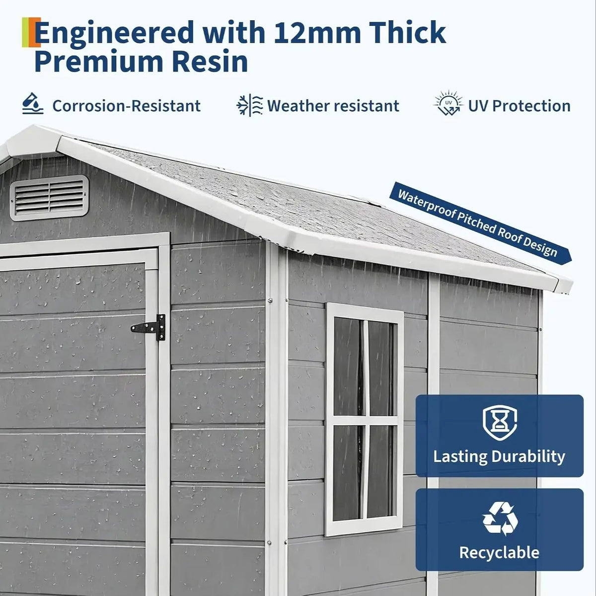 Waterproof Outdoor Storage Shed With Floor And Lockable Door