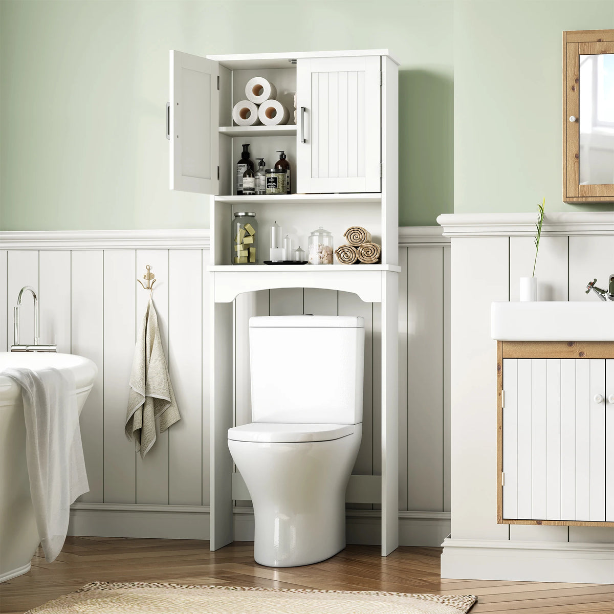 HiMISS Over The Toilet Storage Cabinet With Double Doors
