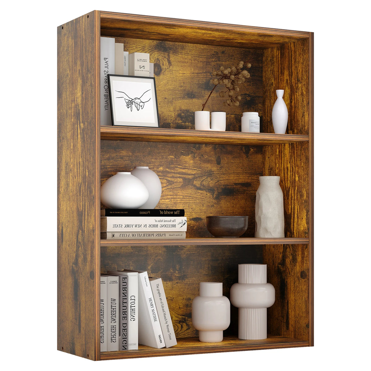 JHK Wooden Bookcase Open Storage Shelf For Home Office