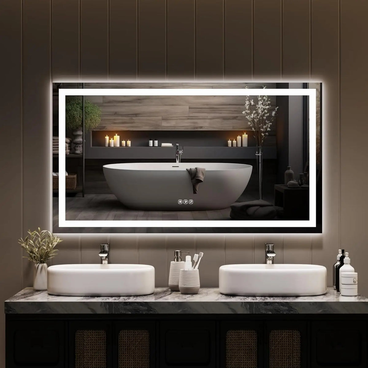 TWISTER.CK LED Bathroom Mirror With Stepless Dimming And Anti Fog