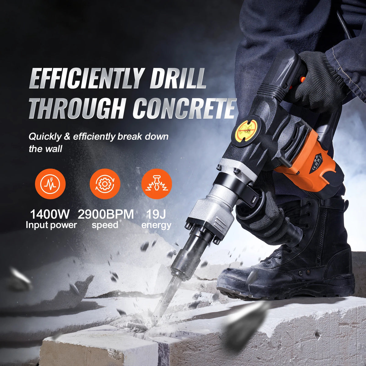 SucceBuy Electric Demolition Jack Hammer With Chisels