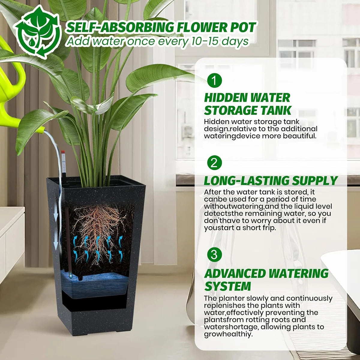 TWISTER CK Rectangular Planters Set of 2 With Drainage Holes