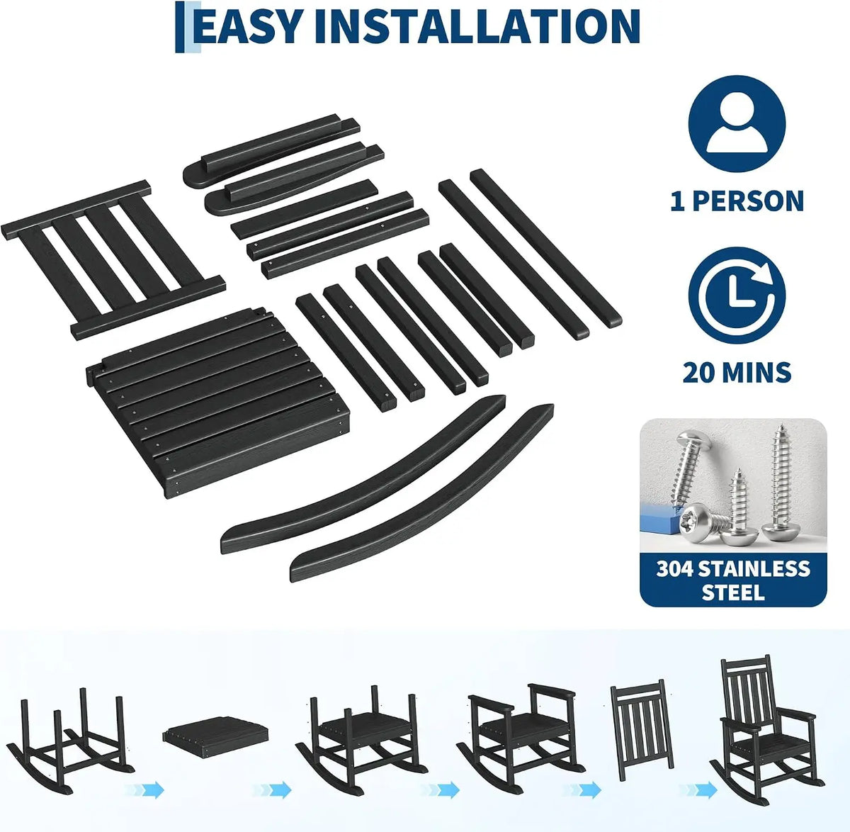 Garvee Rocking Chair Set With Side Table For Patio Relaxation