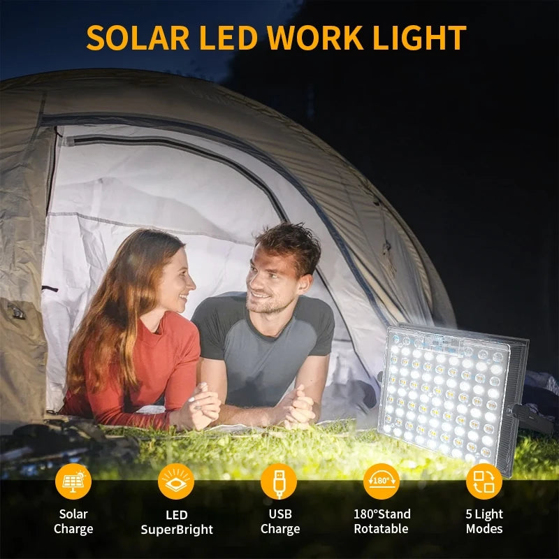 Morglad Portable Solar LED Flashlight USB Rechargeable Camping Lantern