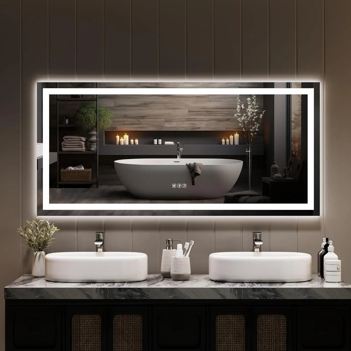 TWISTER.CK LED Bathroom Mirror With Stepless Dimming And Anti Fog