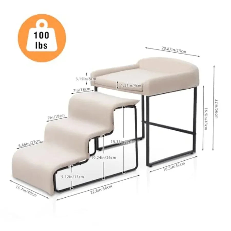 Indoor Dog Window Perch With Stairs And Plush Comfort