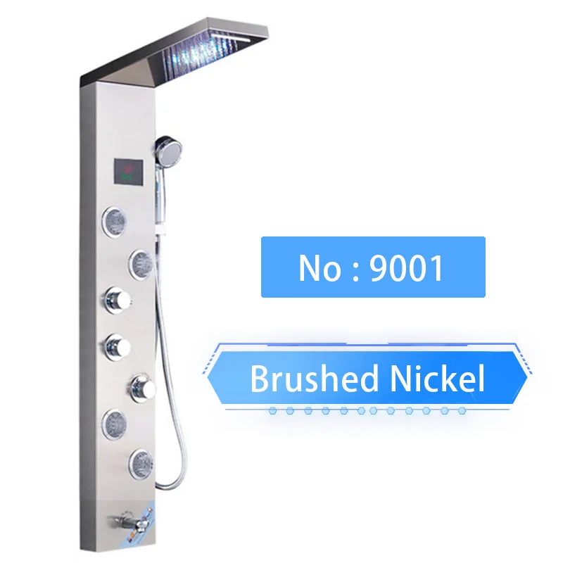 Shinesia LED Shower Panel With Rainfall Massage Jets And Faucet