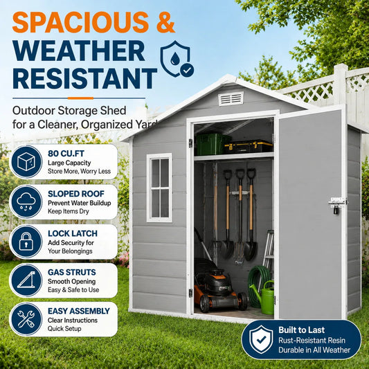 Waterproof Outdoor Storage Shed With Floor And Lockable Door