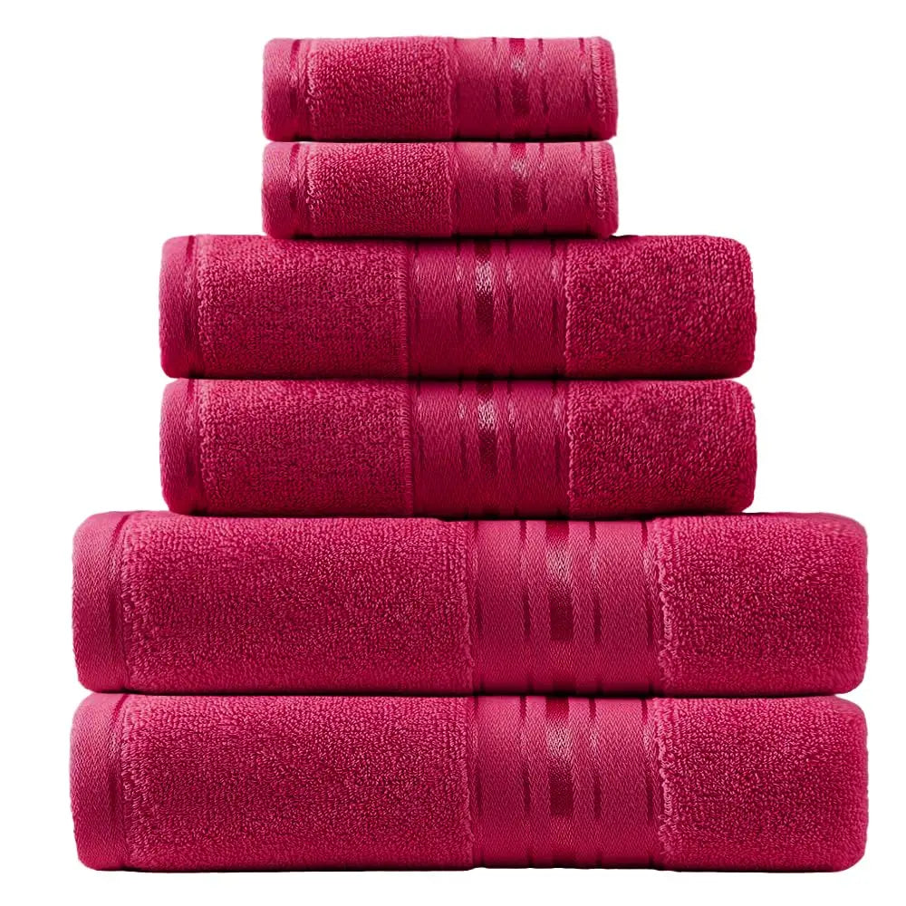 Premium Six Piece Absorbent Cotton Turkish Towel Set