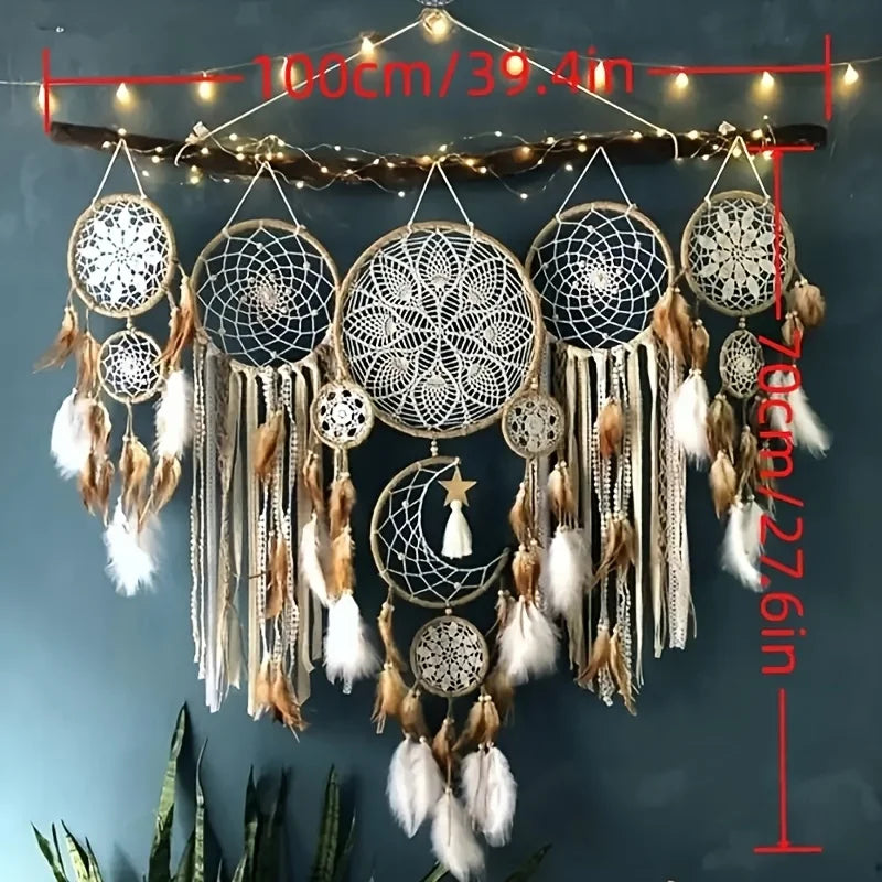 Handcrafted Moon Dream Catcher Bohemian Wall Decor For Sweet Dreams