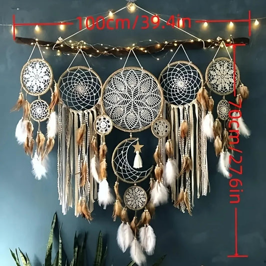 Handcrafted Moon Dream Catcher Bohemian Wall Decor For Sweet Dreams