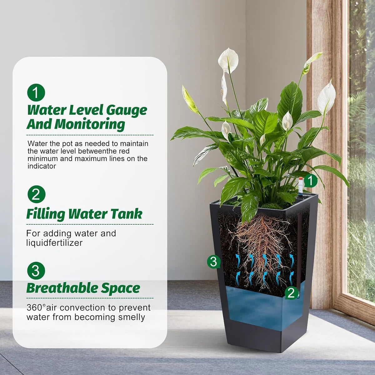 TWISTER CK Rectangular Planters Set of 2 With Drainage Holes